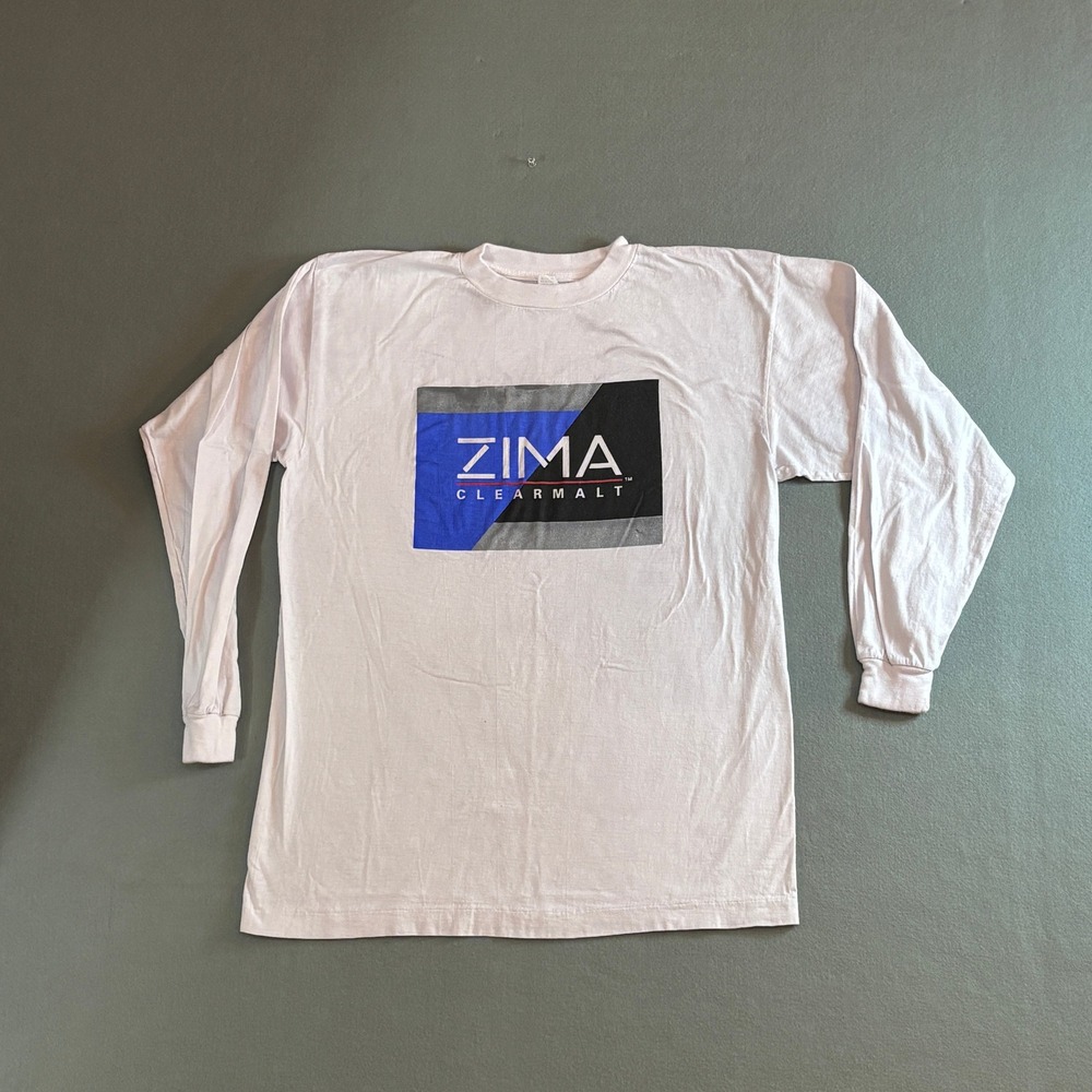 RARE Zima Clear Malt Vintage Long Sleeve Graphic‎ T-Shirt White XL
